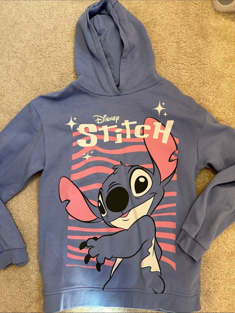 Disney Blue Hoodie with Pink Stitch Graphic (12-13 yrs)